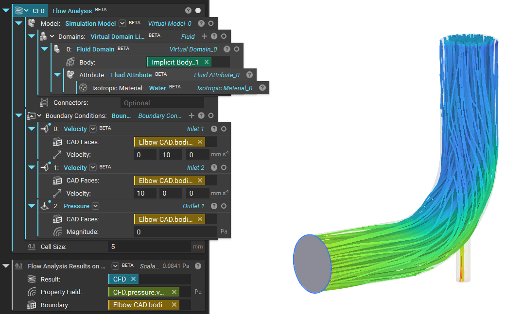 An example of using the Flow Analysis Results on Boundary block.