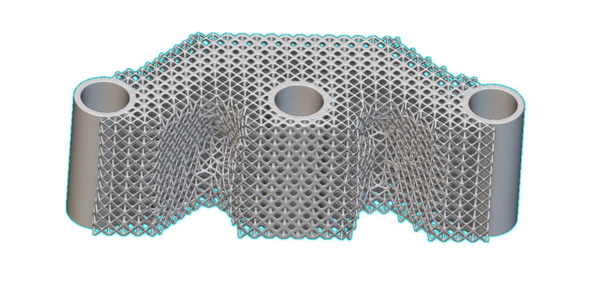 An example of the Parametric Lattice Component block. The image shows a latticed part with varying thickness beams.