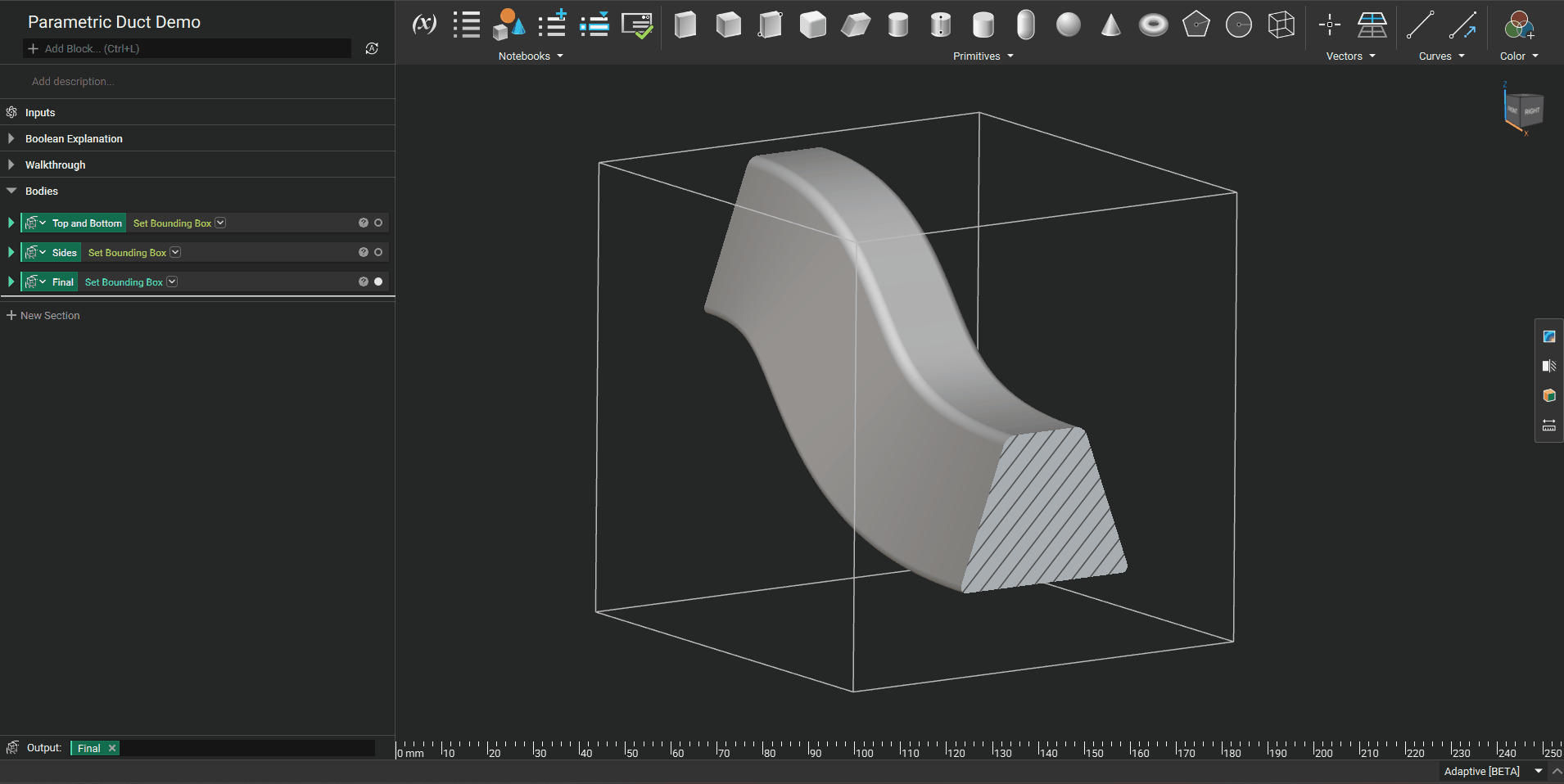 An example of how implicit bodies now have a hatching pattern on surfaces that are cut off by their bounding box.