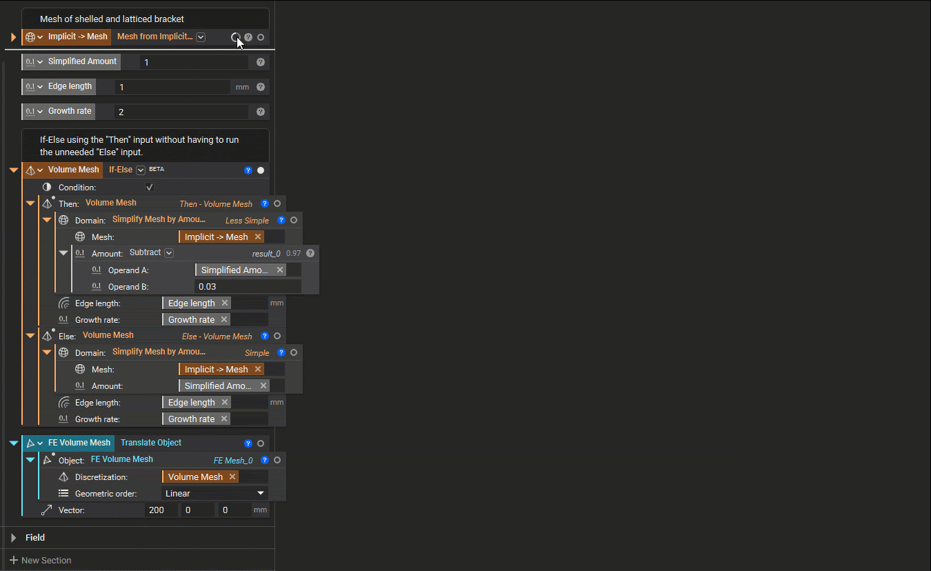 An example of using the If-Else block to control which input block runs based on the bool condition.
