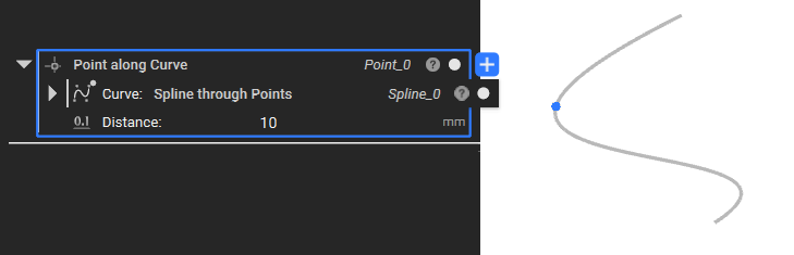 An example of using the Point along Curve block.