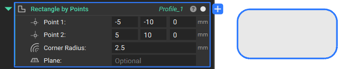 An example of using the Rectangle by Points block.