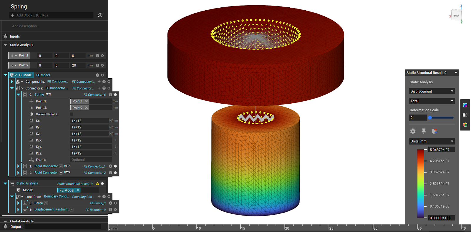 An example model setup using the Spring block.