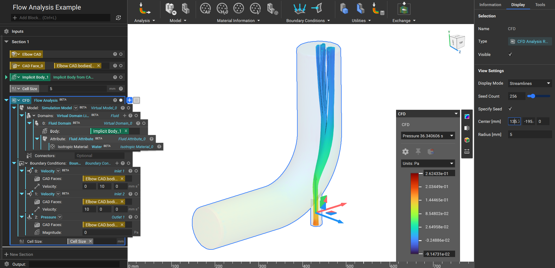 An example of the streamlines visualization for Flow Analysis.