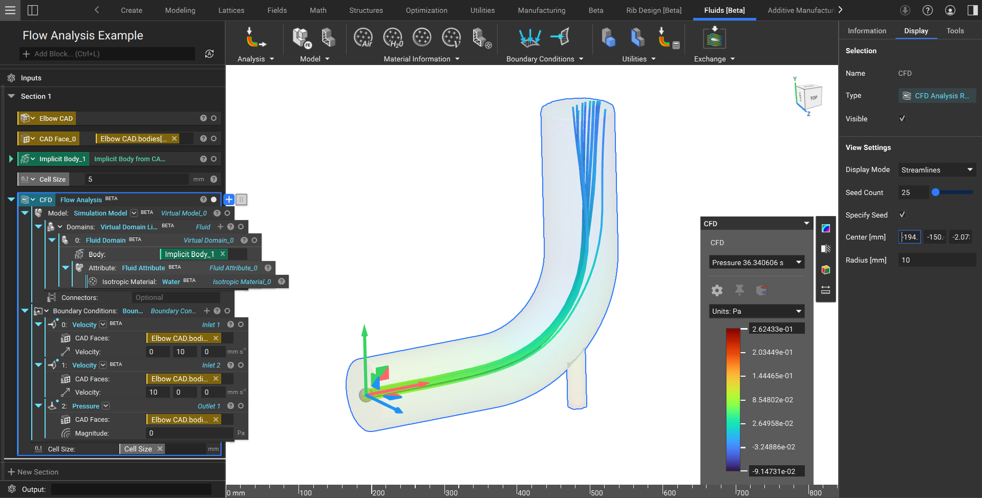 An example of the streamlines visualization for Flow Analysis.