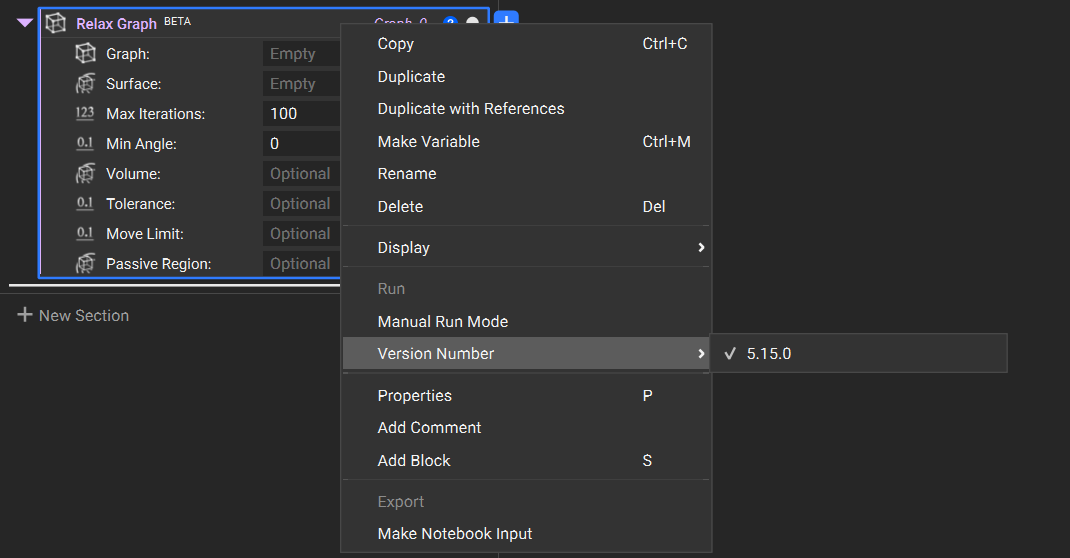 An example of the updated block versioning feature in nTop. Blocks are now versioned based on their release version of nTop.