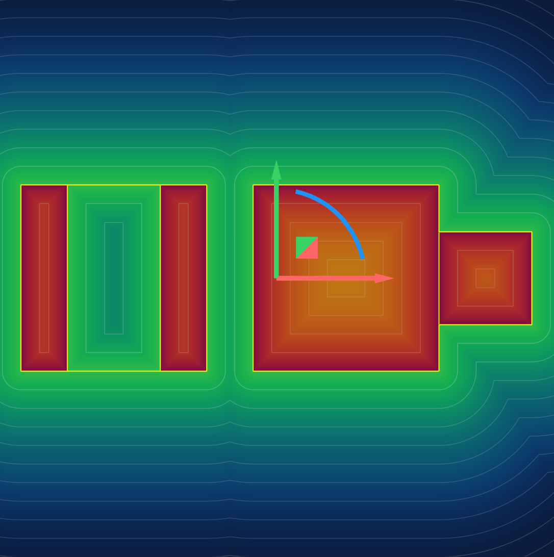 In nTop 5.37, field values equal to zero are now called out using a yellow contour line.
